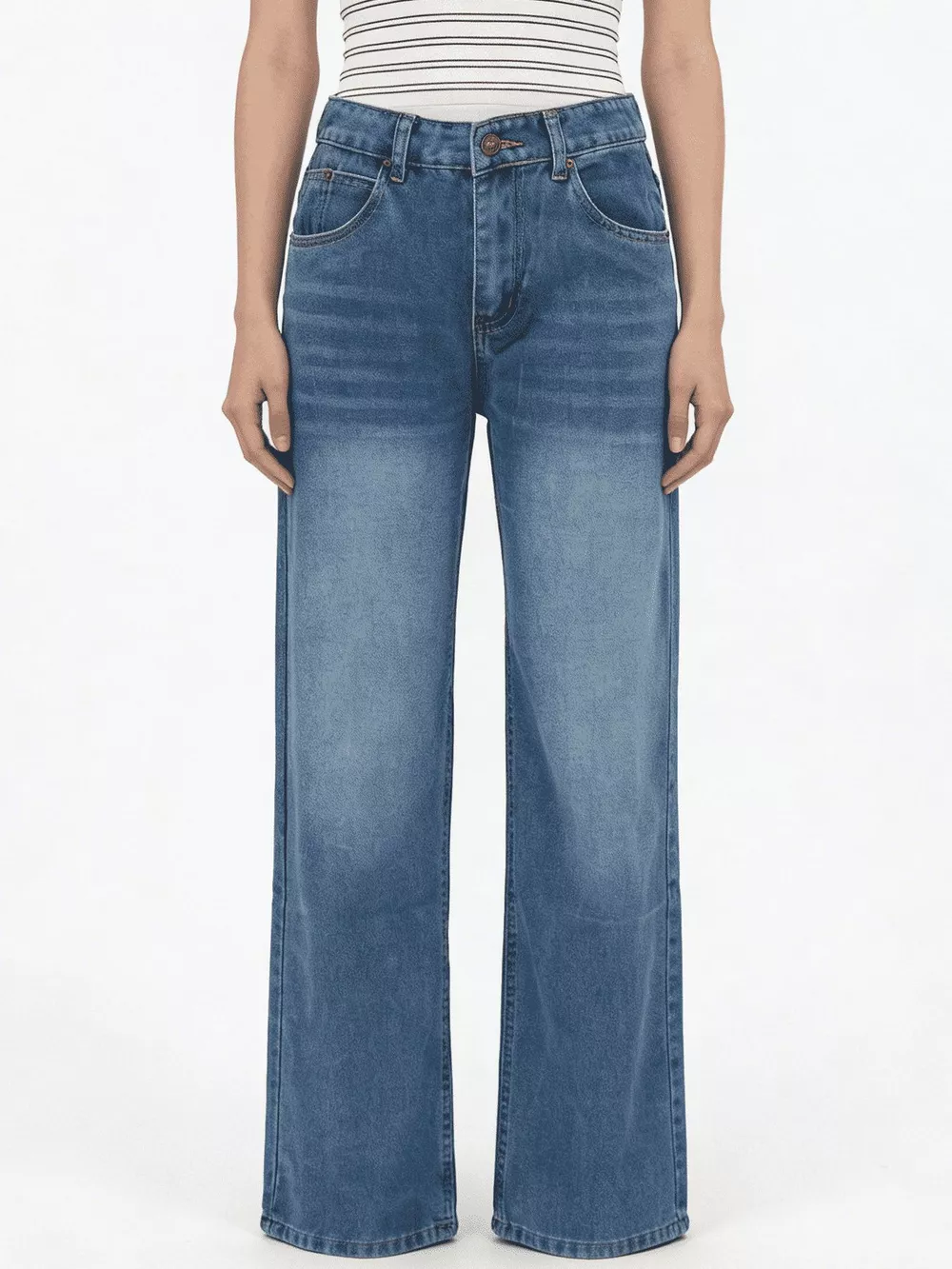 Vintage Wash Wide Leg Jeans, image 6