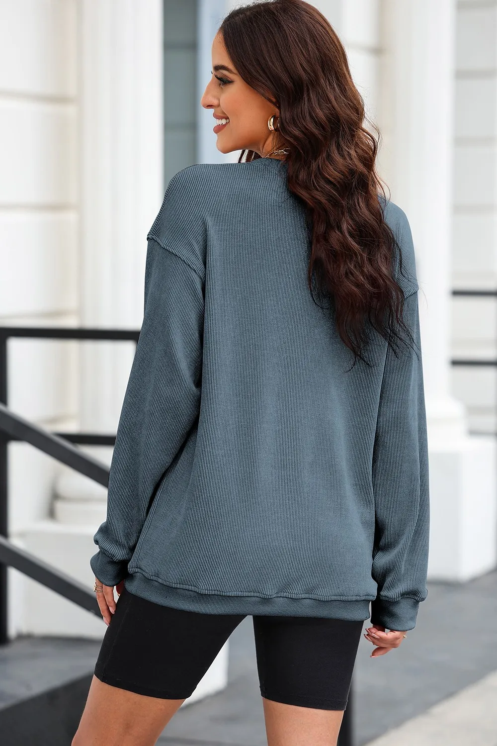Heart Leopard Sequin Round Neck Sweatshirt, image 2