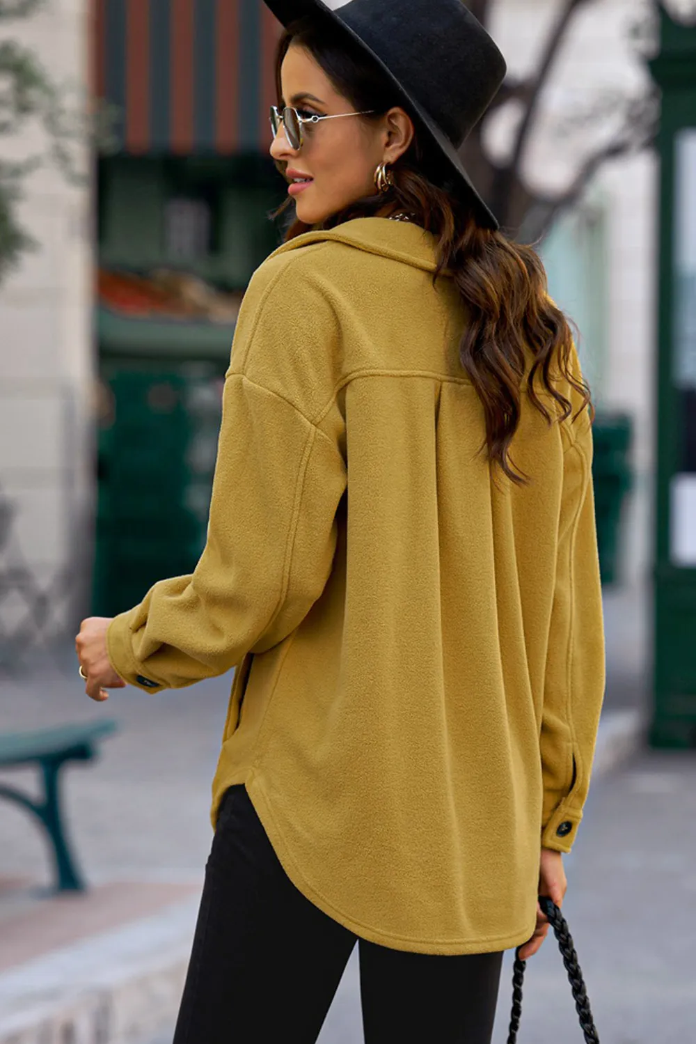 Button Up Collared Neck Long Sleeve Jacket, image 3