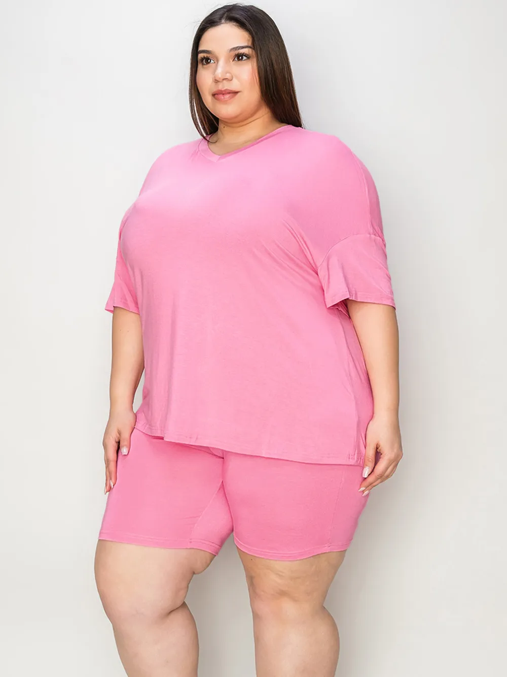 Full Size V-Neck Drop Shoulder T-Shirt and Shorts Set, image 10