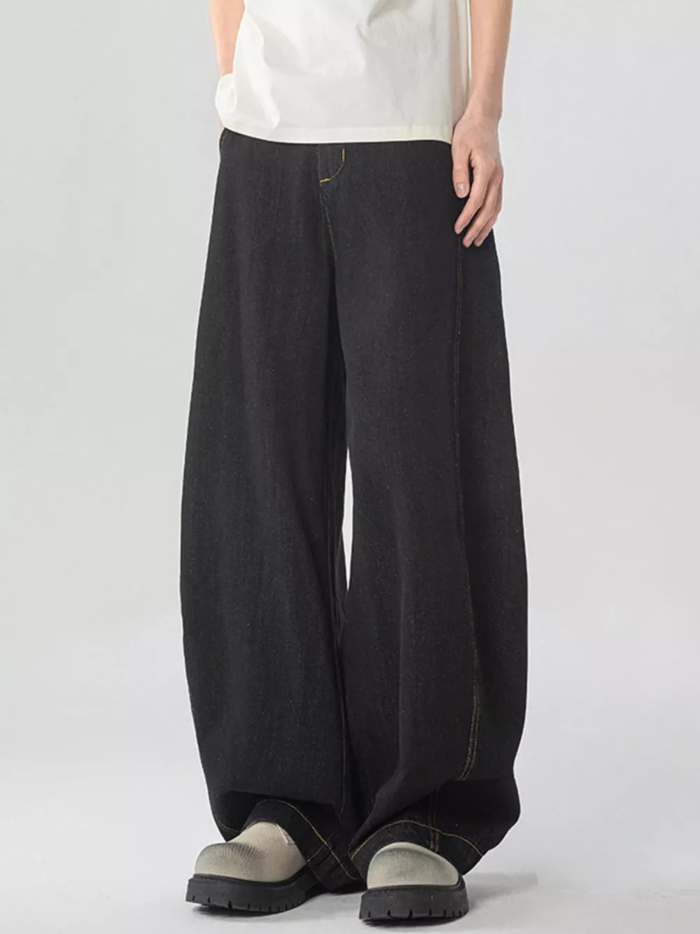 Men's Washed Wide Leg Jeans, image 4