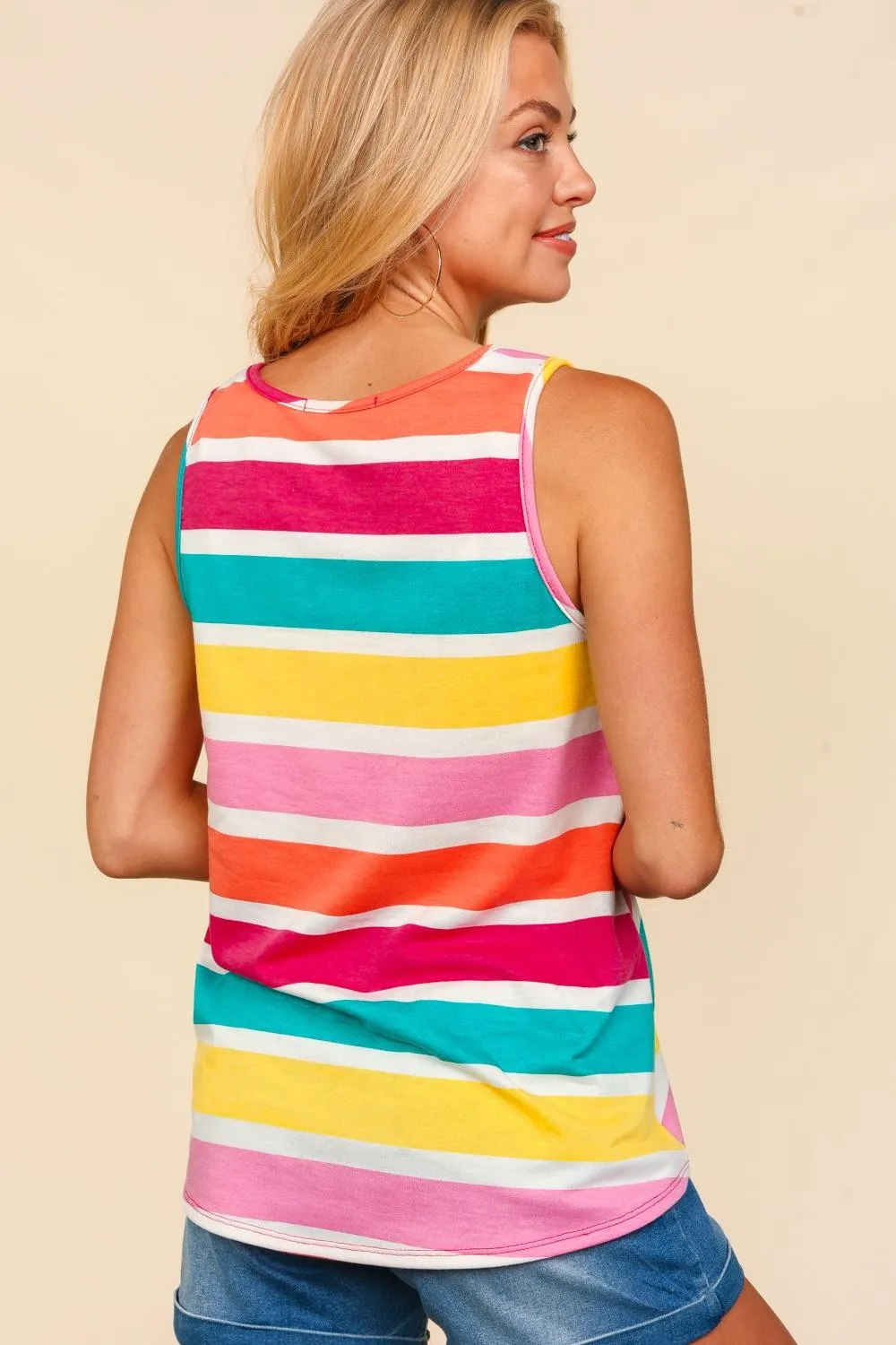 Round Neck Striped Knit Tank, image 2