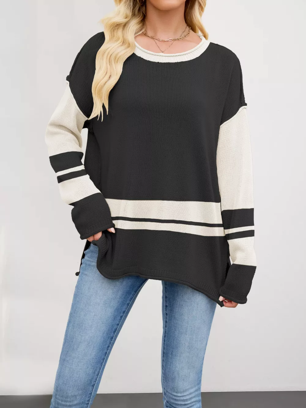 Color Block Side Slit Sweater, image 8