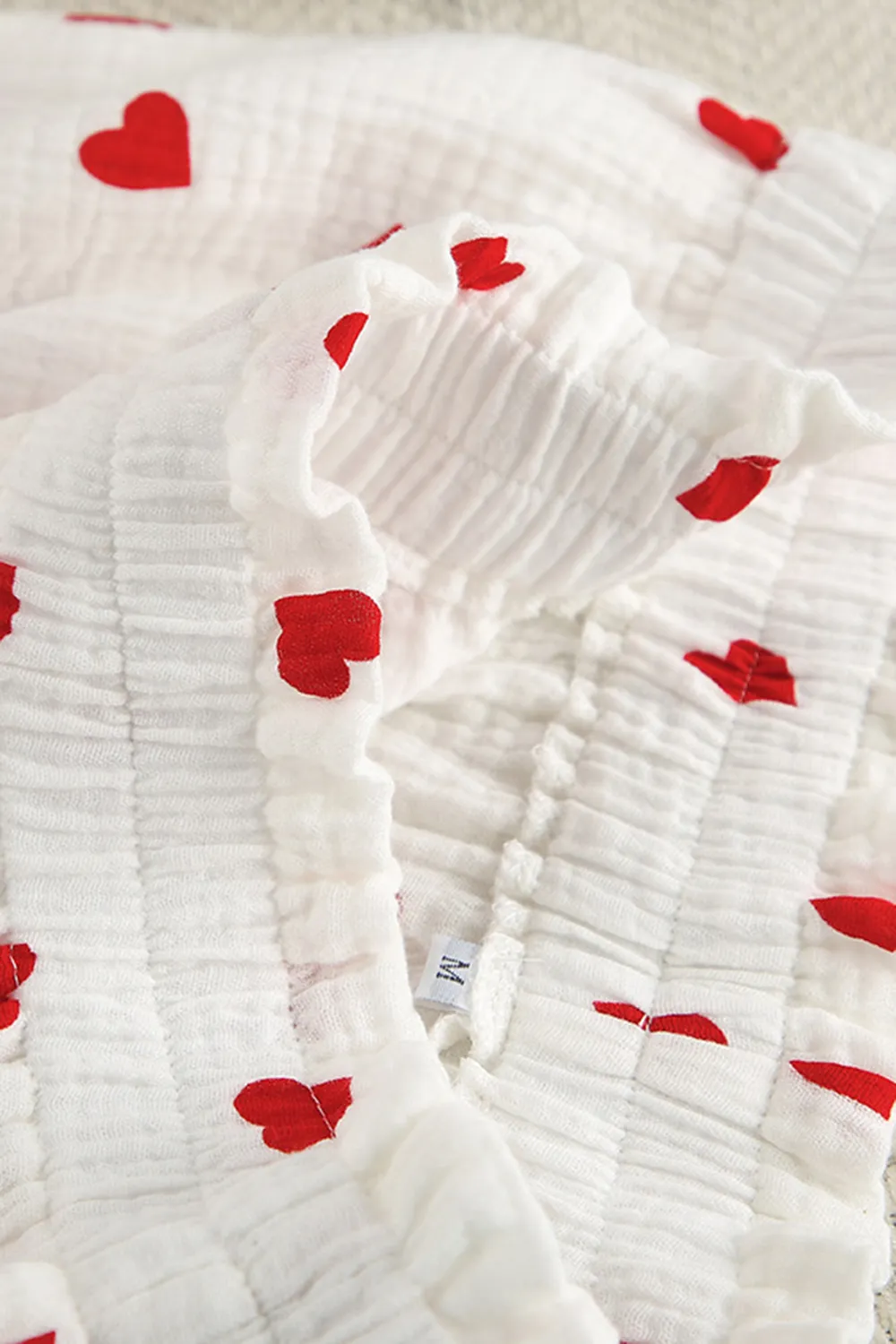 Heart Collared Neck Button Down Top and Shorts Set, image 5