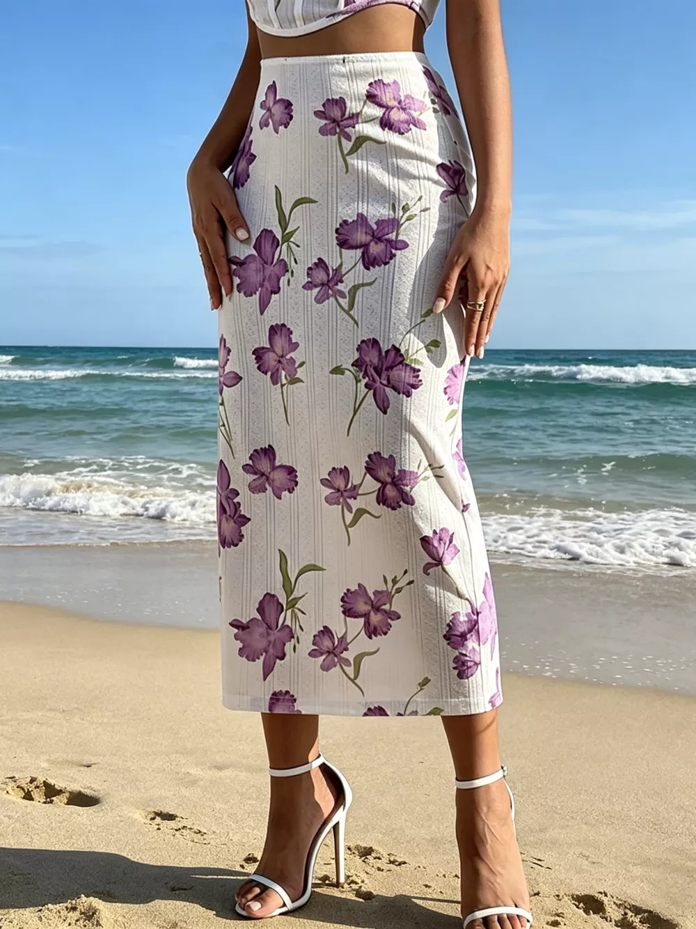 Floral Print Top & Bodycon Skirt Set, image 3