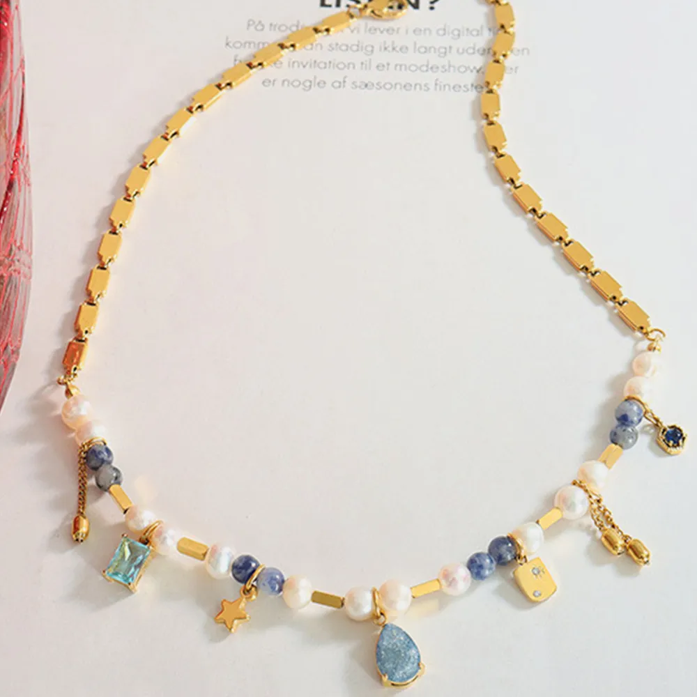 18K Gold-Plated Beaded Charm Necklace, image 3