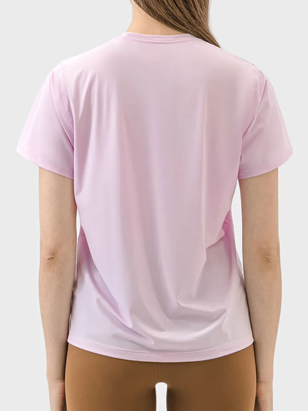 Slit Round Neck Short Sleeve Active T-Shirt, image 2