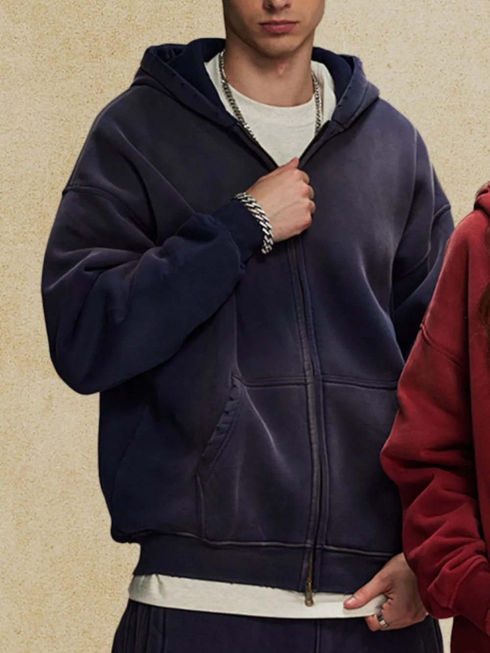 Men's Oversized Casual Zip-Up Hoodie, image 2