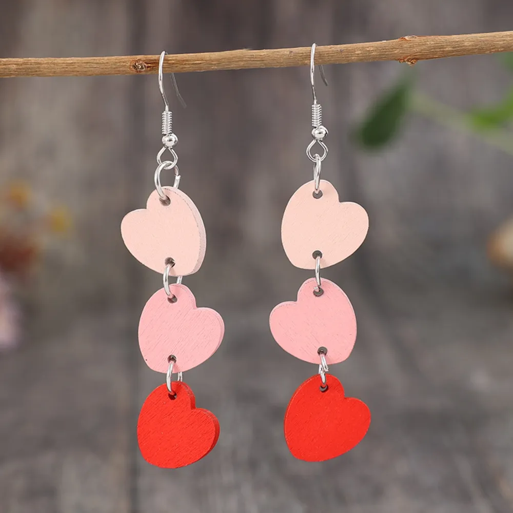 Heart Wood Dangle Earrings, image 2