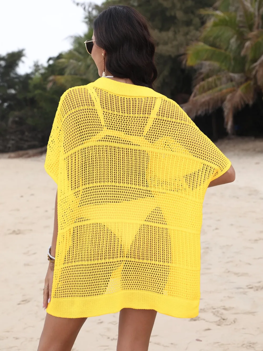 Hollow Out Collared Neck Cover-Up, image 18