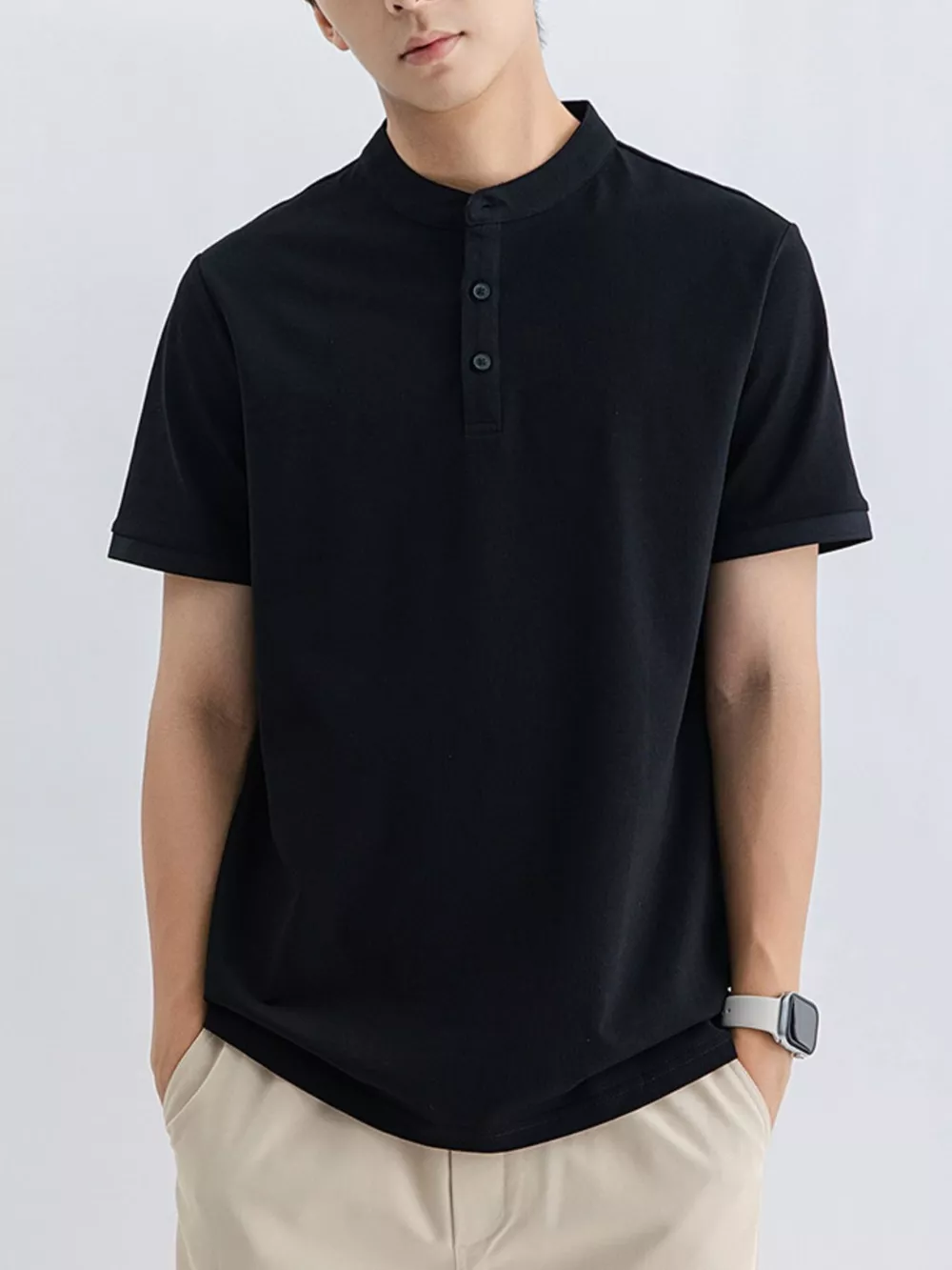 Men's Plus Size Button Detail Short Sleeve Top, image 12