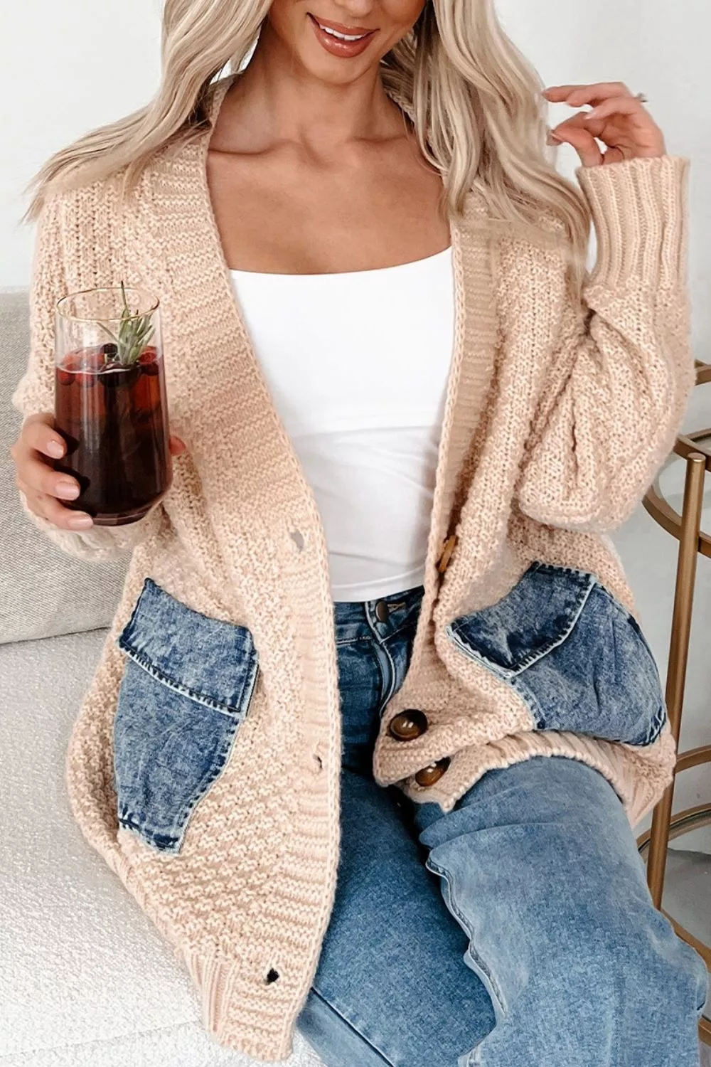 Textured Knit Open-Front Cardigan, image 2