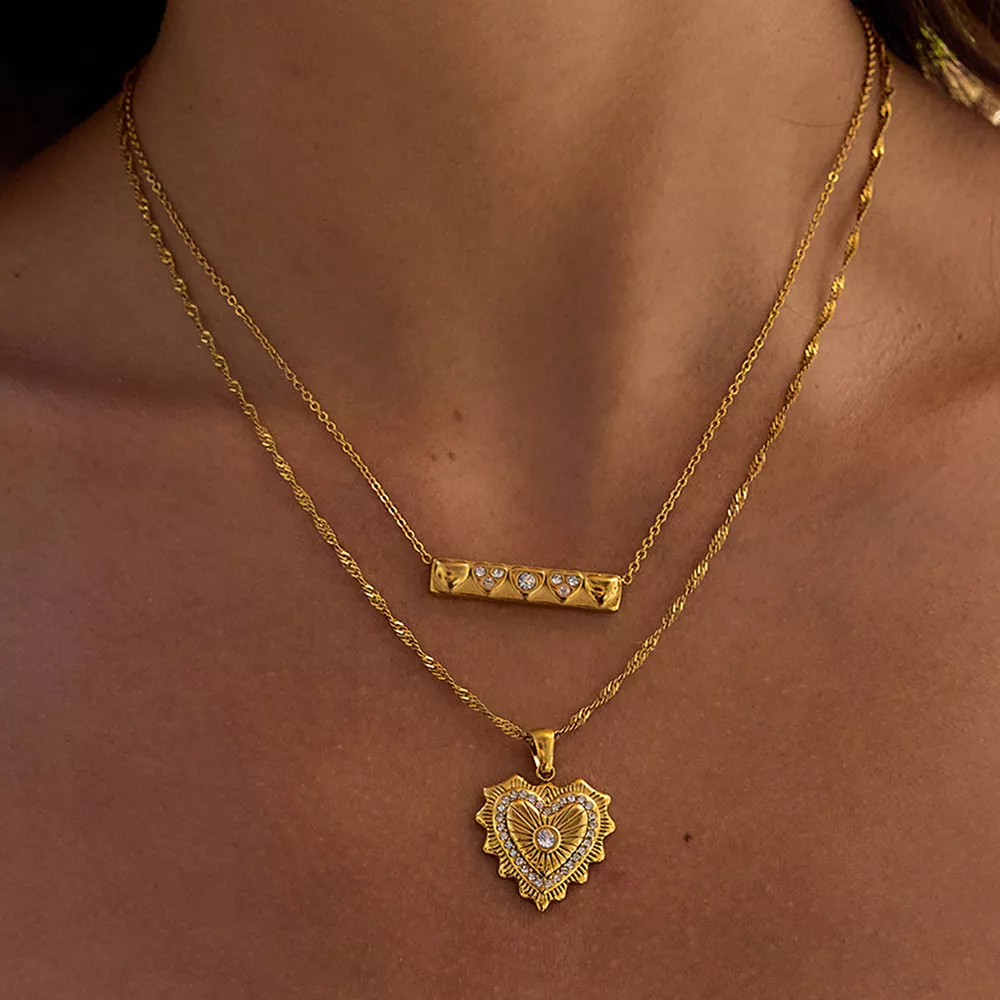 18K Gold-Plated Zircon Pendant Necklace, image 2