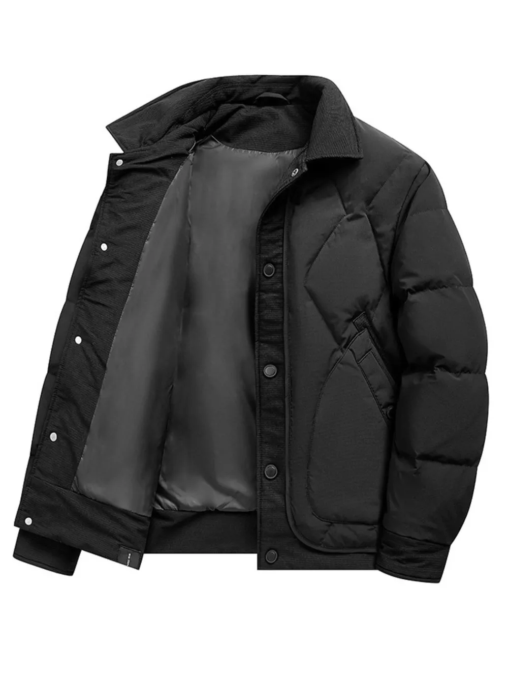 Men's Plus Size Quilted Snap-Down Padded Coat, image 2