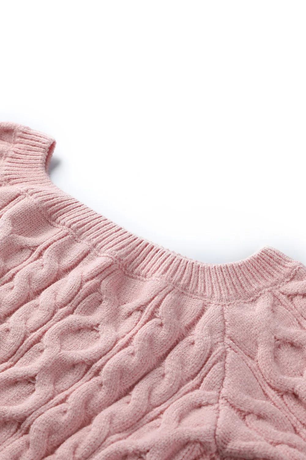 Cable-Knit Off-Shoulder Long Sleeve Sweater, image 4