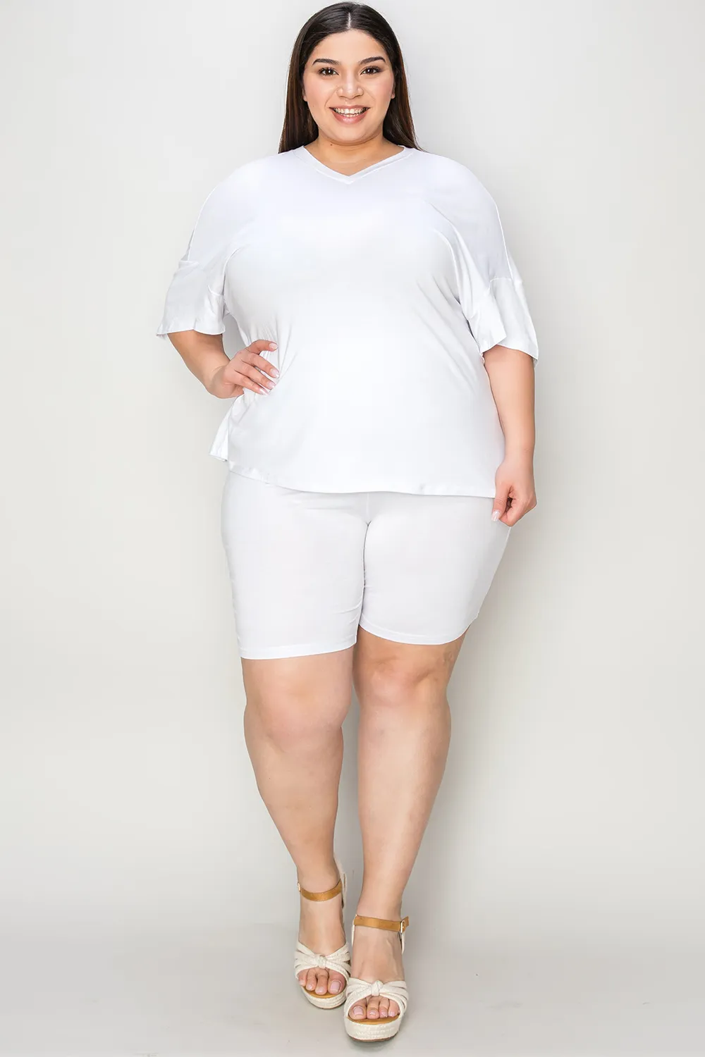 Bamboo Full Size V-Neck Drop Shoulder T-Shirt and Shorts Set, image 12
