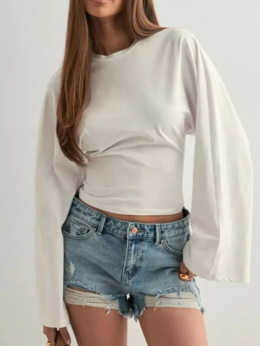 Full Size Long Sleeve Fitted T-Shirt Plus Size, image 15