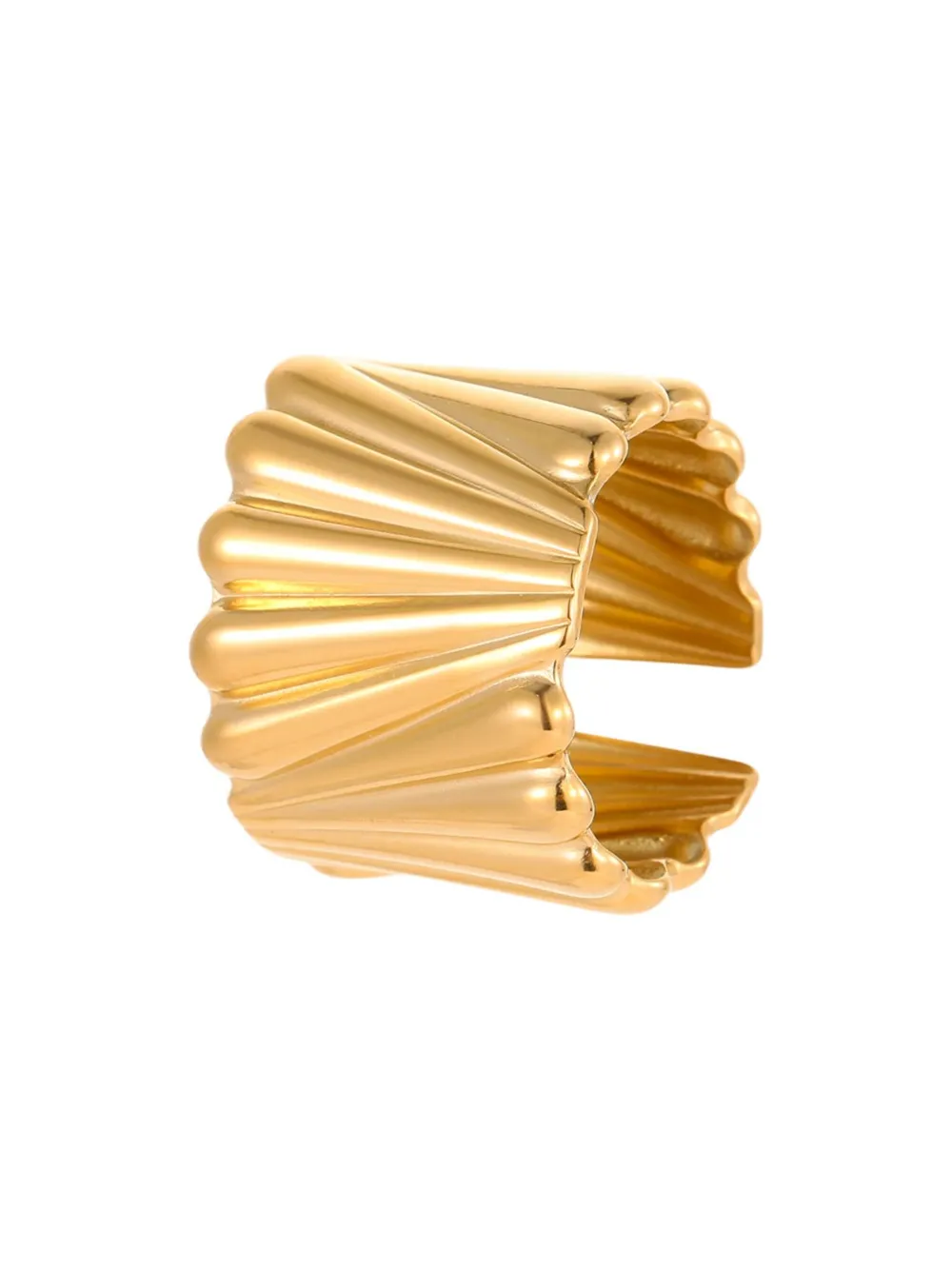 18K Gold-Plated Wide Band Statement Ring, image 5