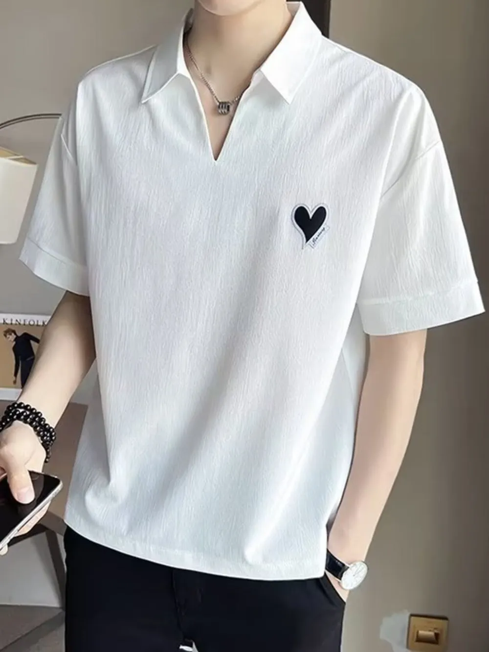 Men's Plus Size Classic Heart Logo Polo Shirt, image 4