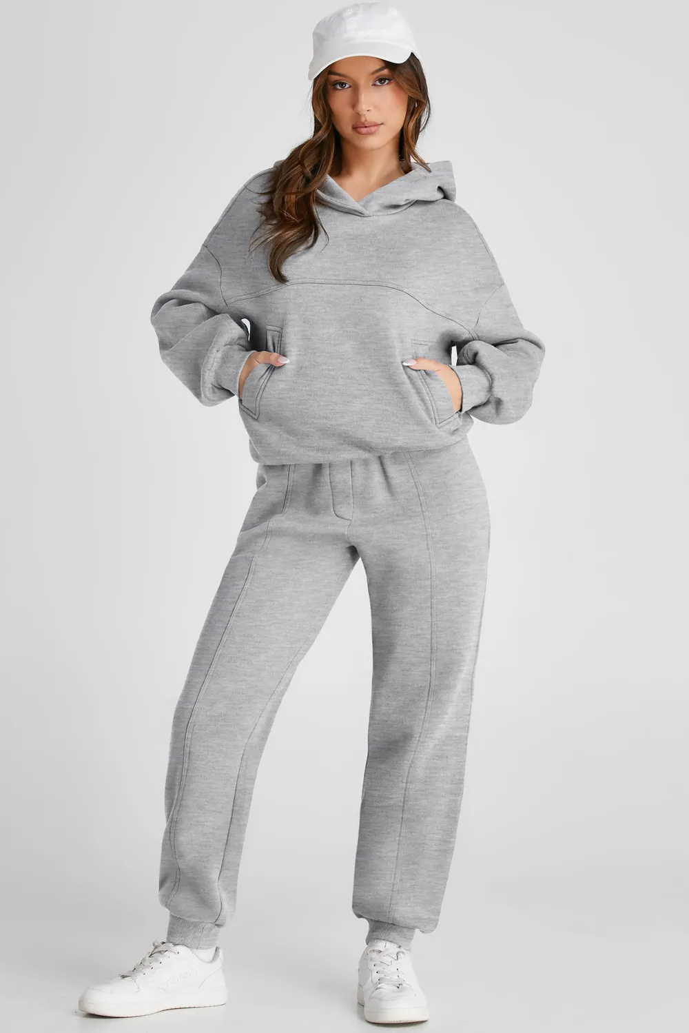Dropped Shoulder Long Sleeve Hoodie and Pants Active Set, image 4