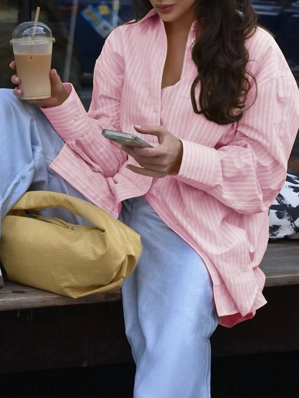Oversized Striped Button-Down Shirt, image 13