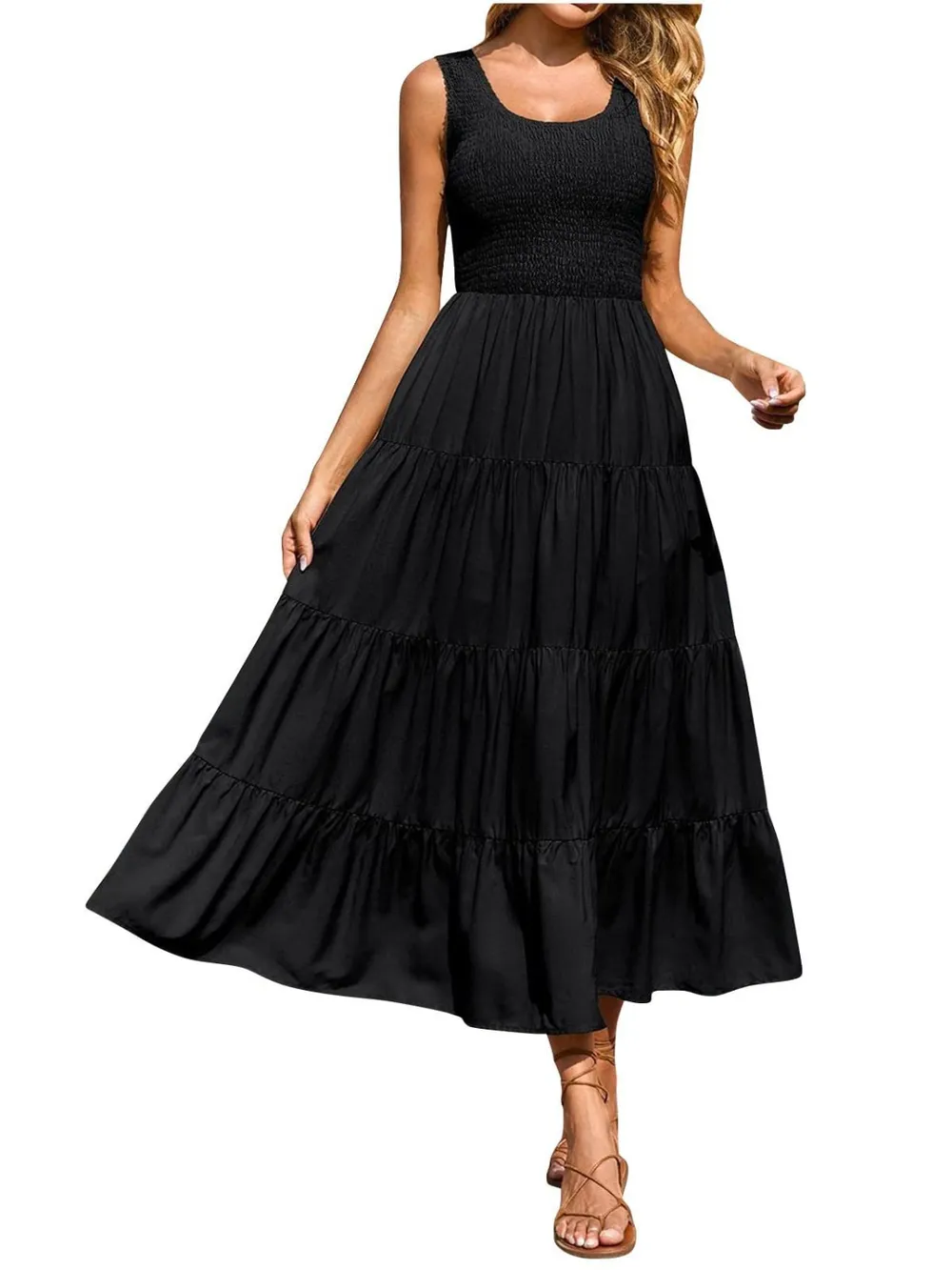 Tiered Smocked Wide Strap Dress, image 9