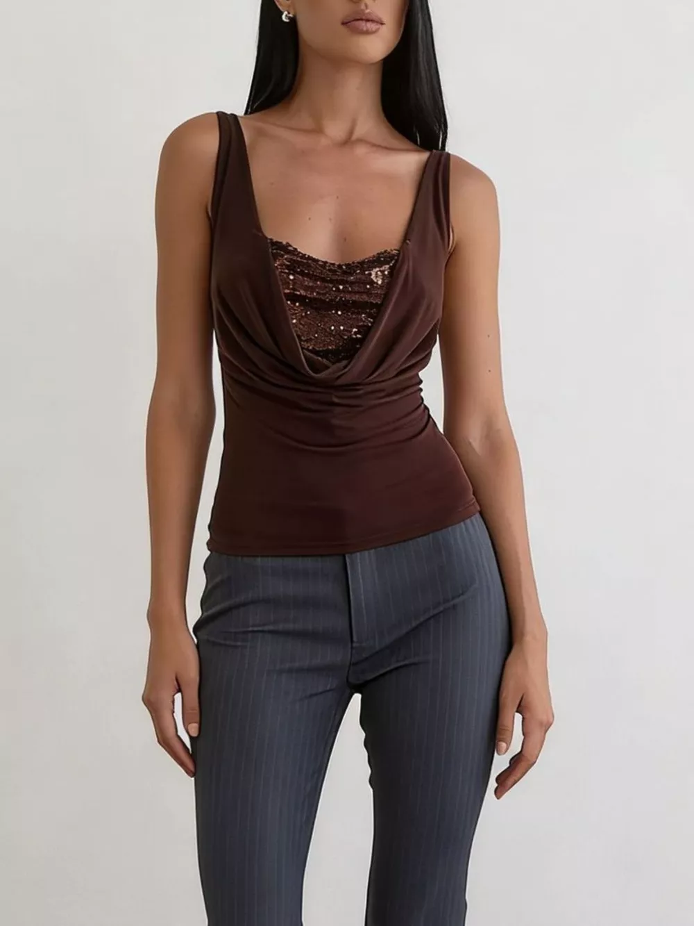 Sequin Detail Ruched Tank, image 2