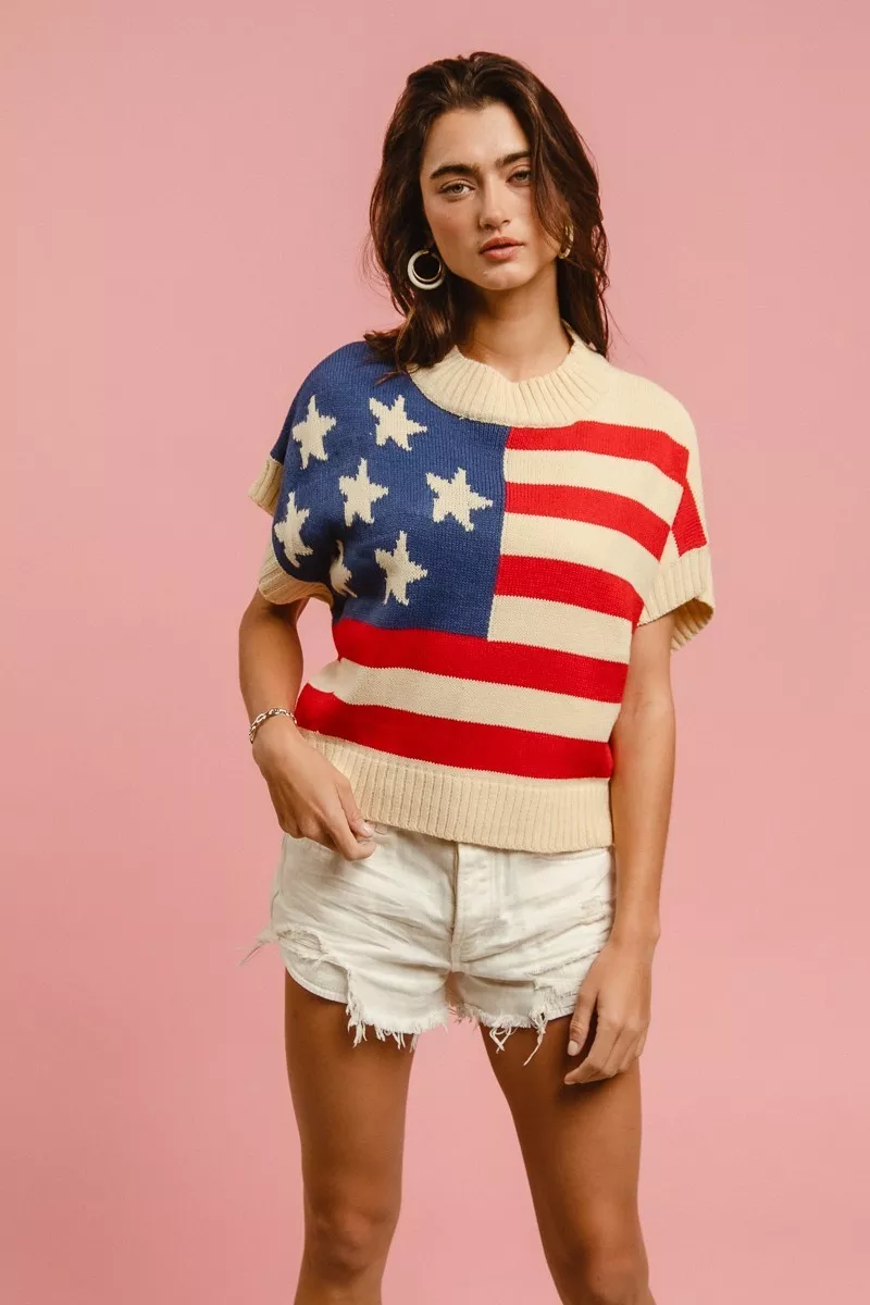 Star Patches American Flag Sleeveless Sweater, image 7