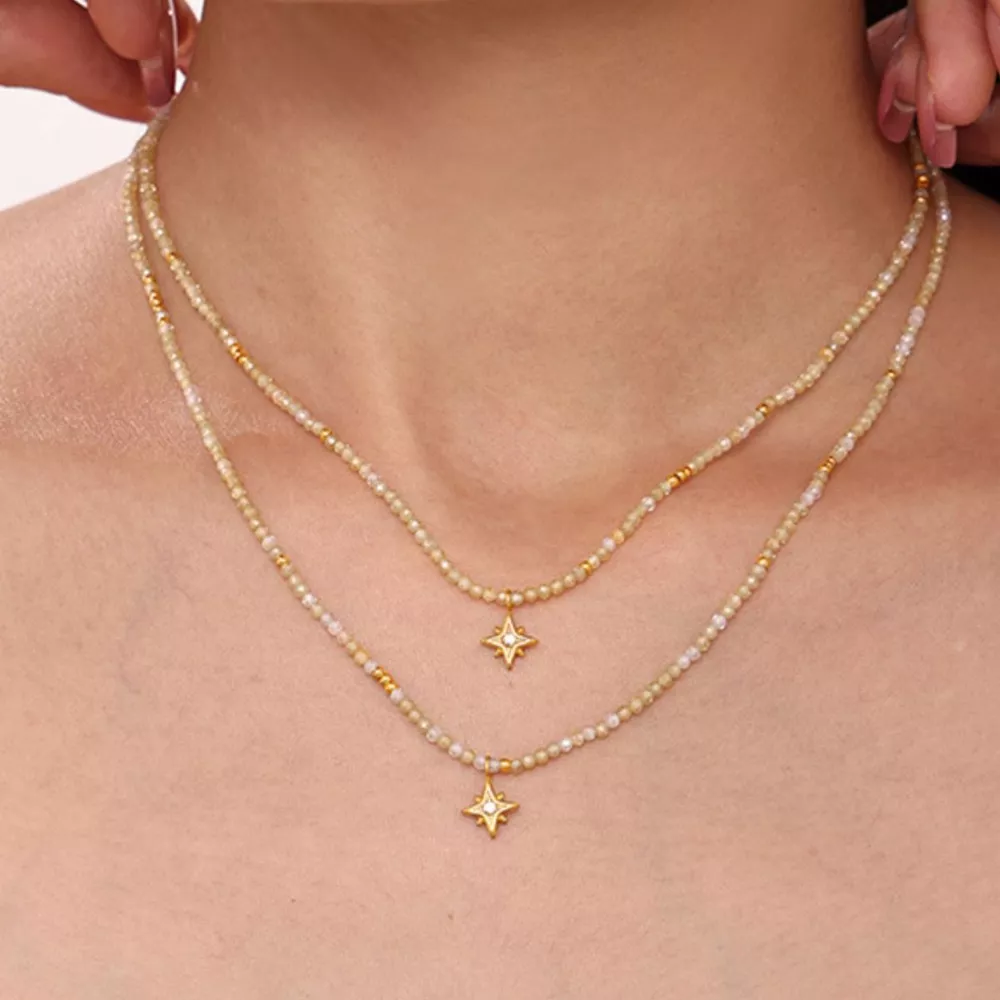 18K Gold-Plated Star Pendant Necklace with Zircon, image 6