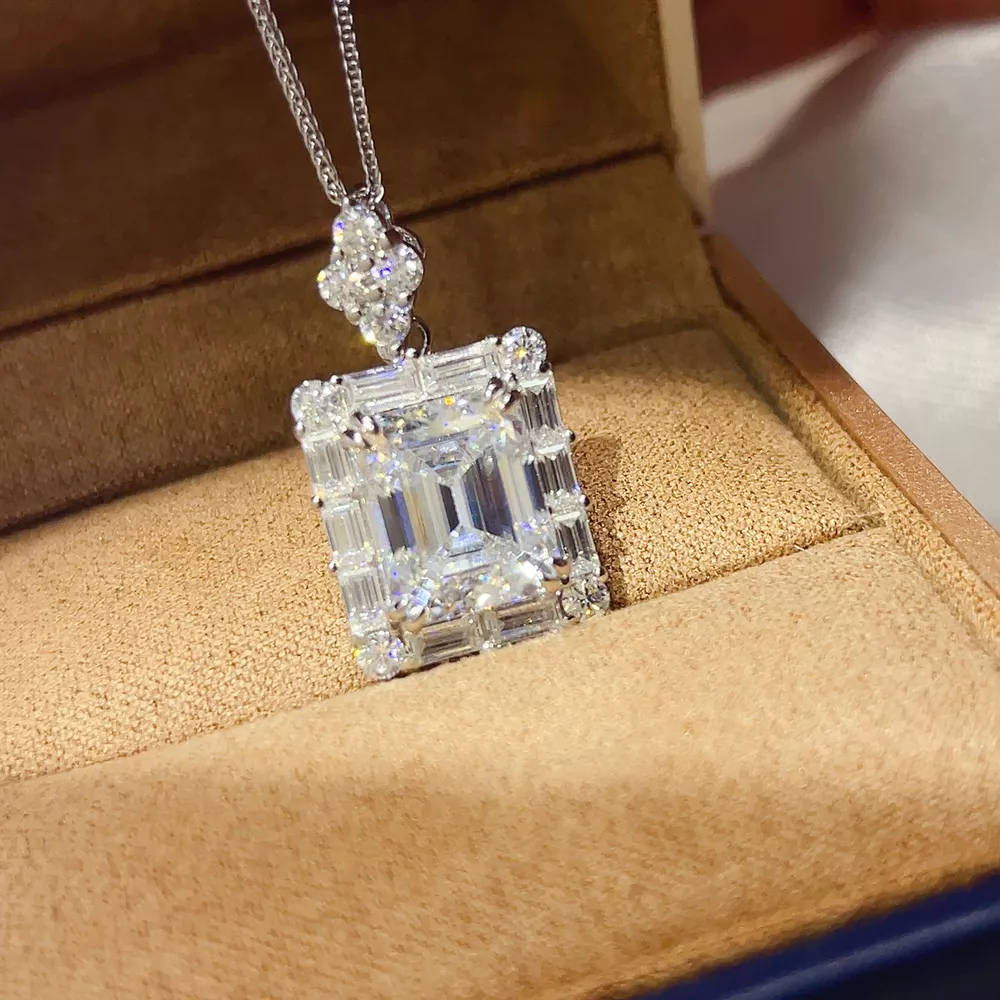 5 Carat 925 Sterling Silver Moissanite Pendant Necklace, image 3