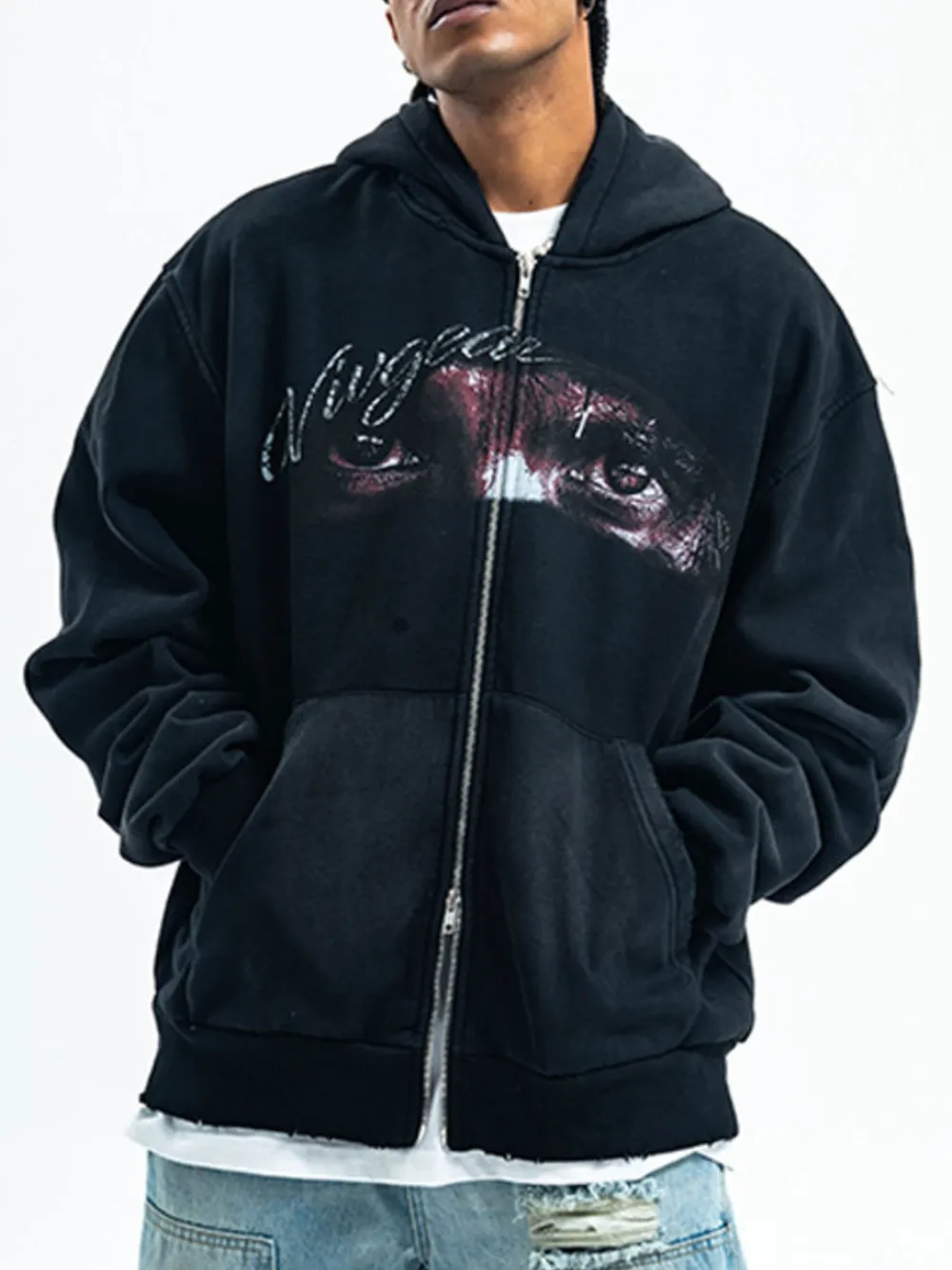 Men's Graphic Zip-Up Hoodie with Pockets, image 3