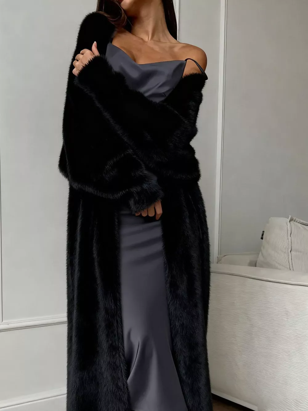 Fuzzy Open Front Longline Cardigan