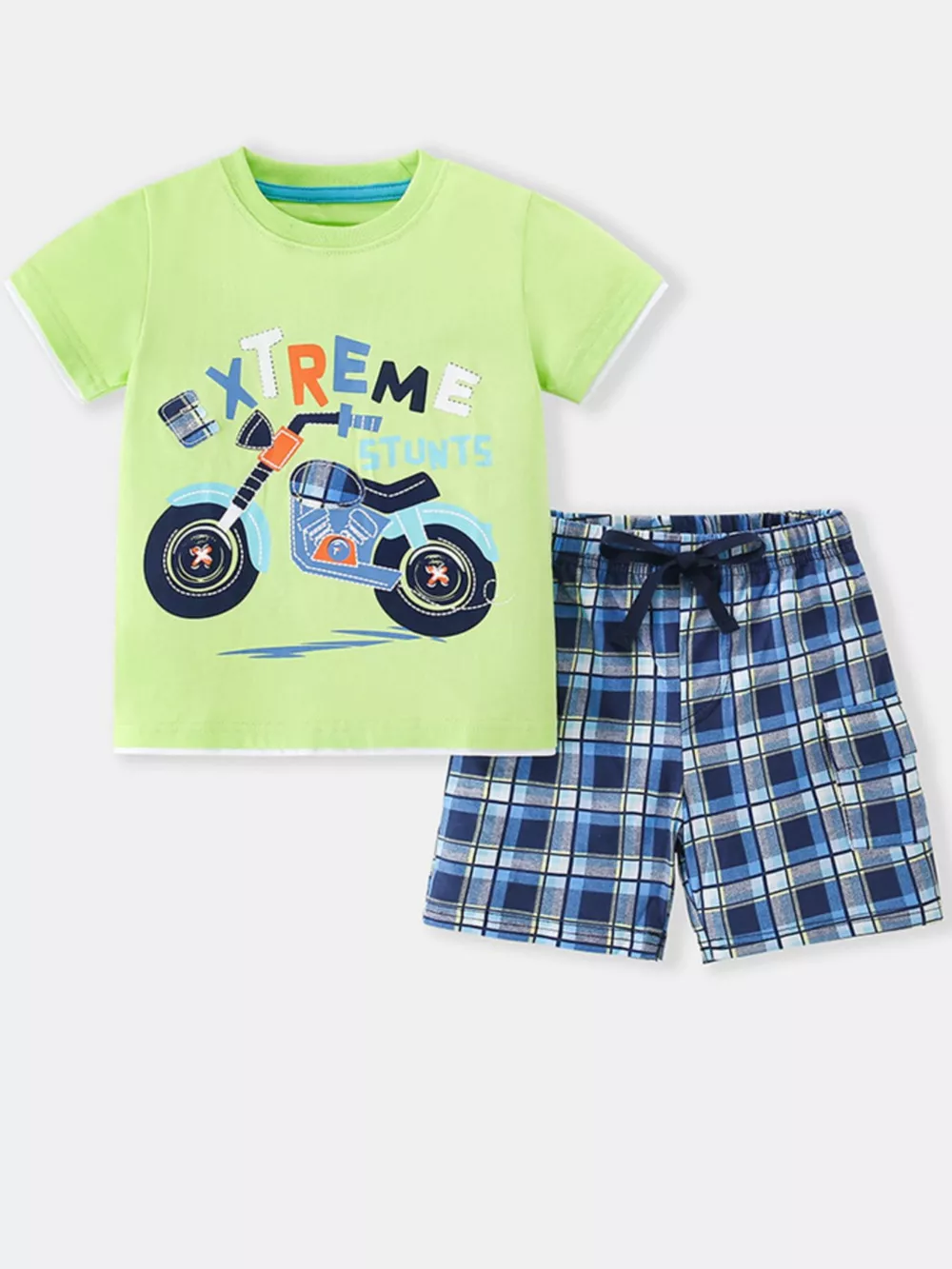 Children's Extreme Stunts Motorcycle Graphic T-Shirt and Shorts Set