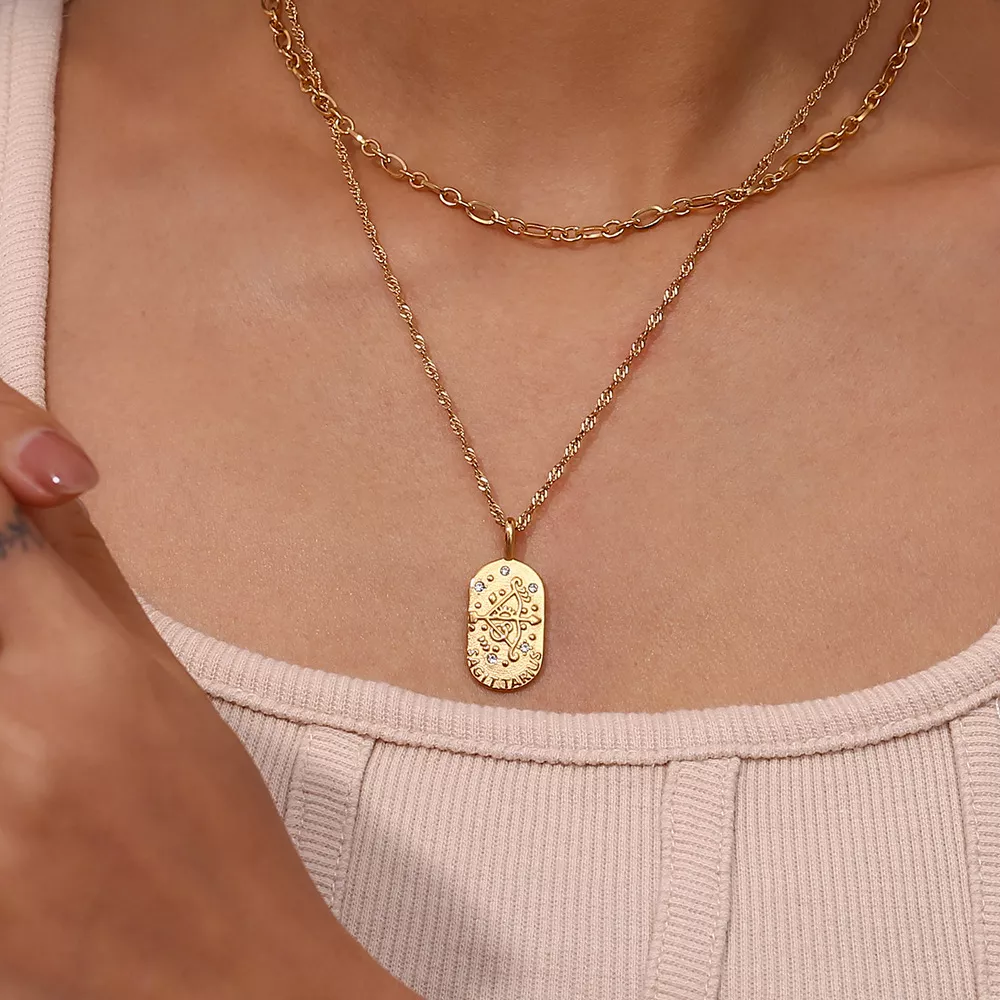 18K Gold-Plated Oval Zodiac Pendant Necklace, image 8