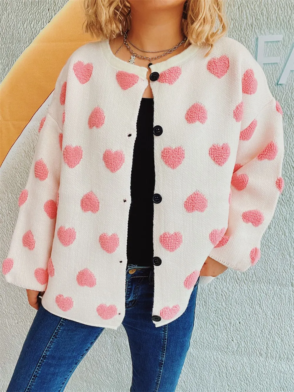 Heart Button Up Long Sleeve Cardigan, image 5