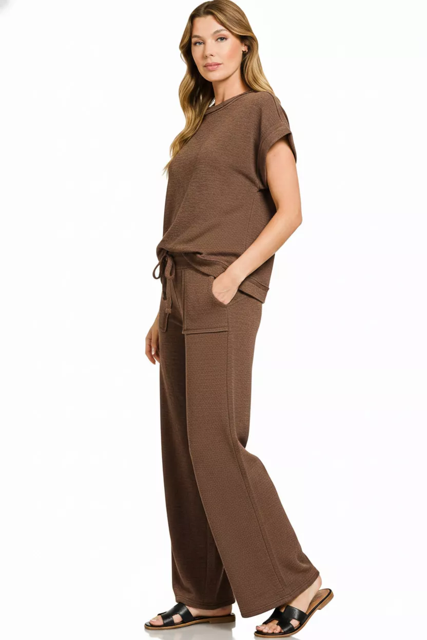 Cotton Slub Short Sleeve Tee and Pants Set, image 2