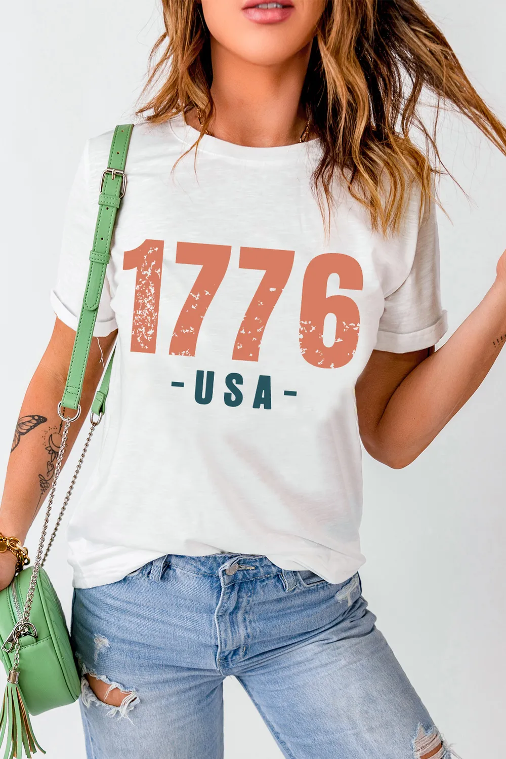 Graphic Round Neck Short Sleeve T-Shirt, image 4