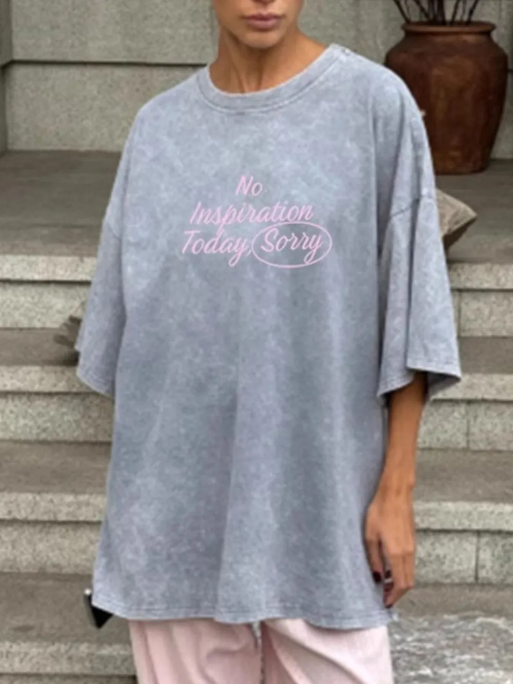 Letter Round Neck Short Sleeve T-Shirt, image 8