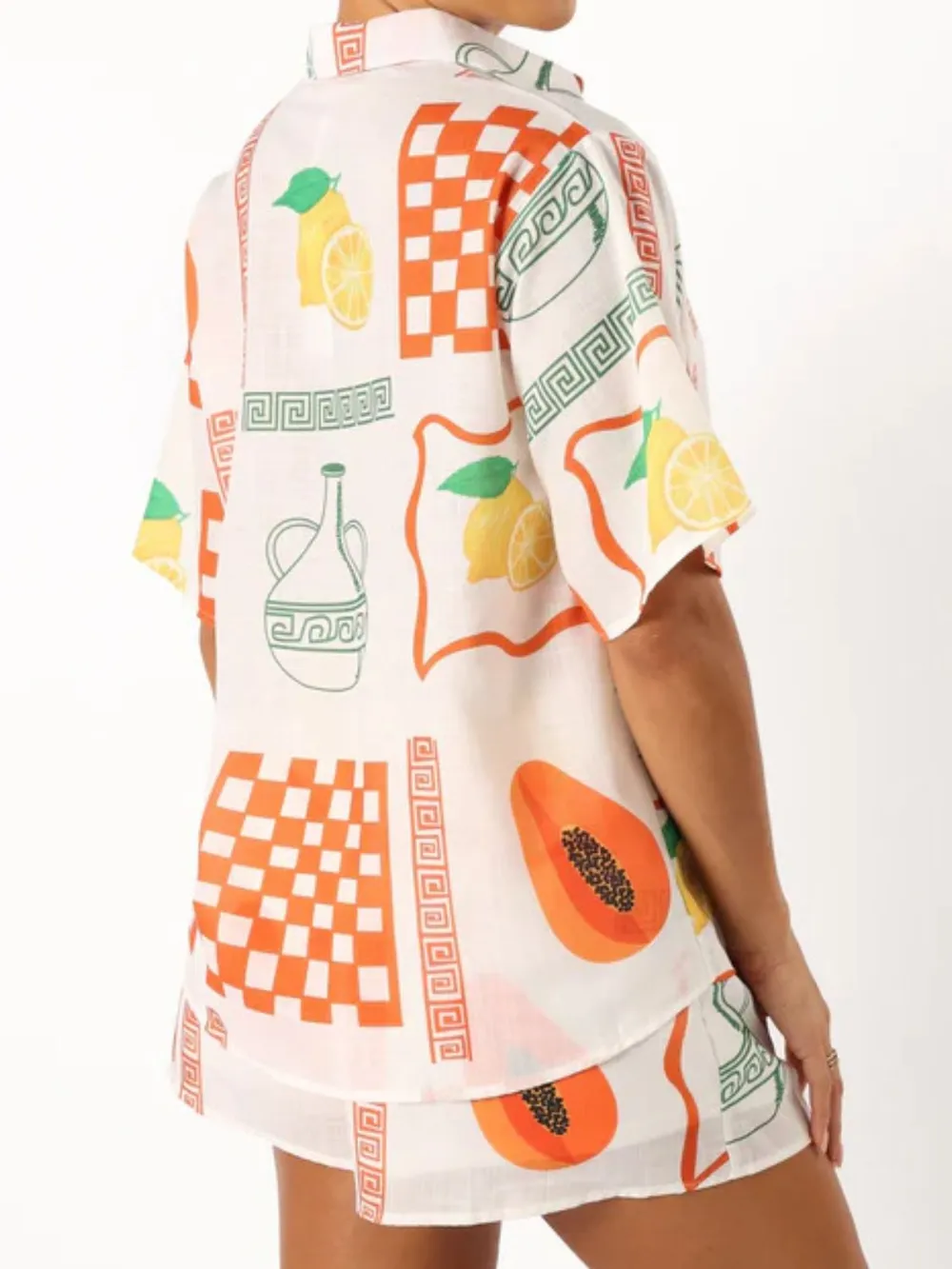 Printed Button Up Top and Shorts Set, image 5