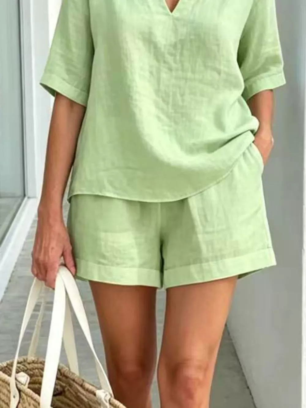 Full Size Half Sleeve Top and Shorts Set Plus Size, image 16
