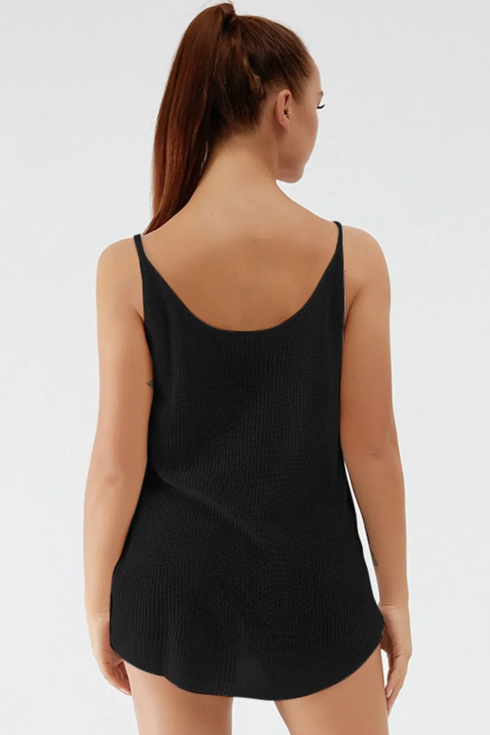 Scoop Neck Spaghetti Strap Knit Cami, image 3