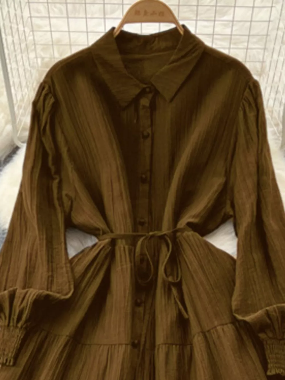 Button Down Tiered Long Sleeve Dress, image 13