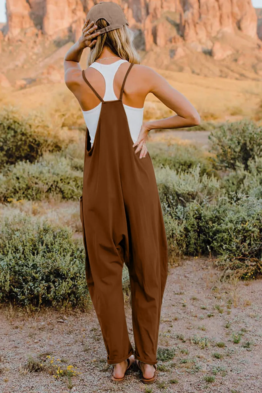 Full Size V-Neck Sleeveless Jumpsuit with Pockets, image 10