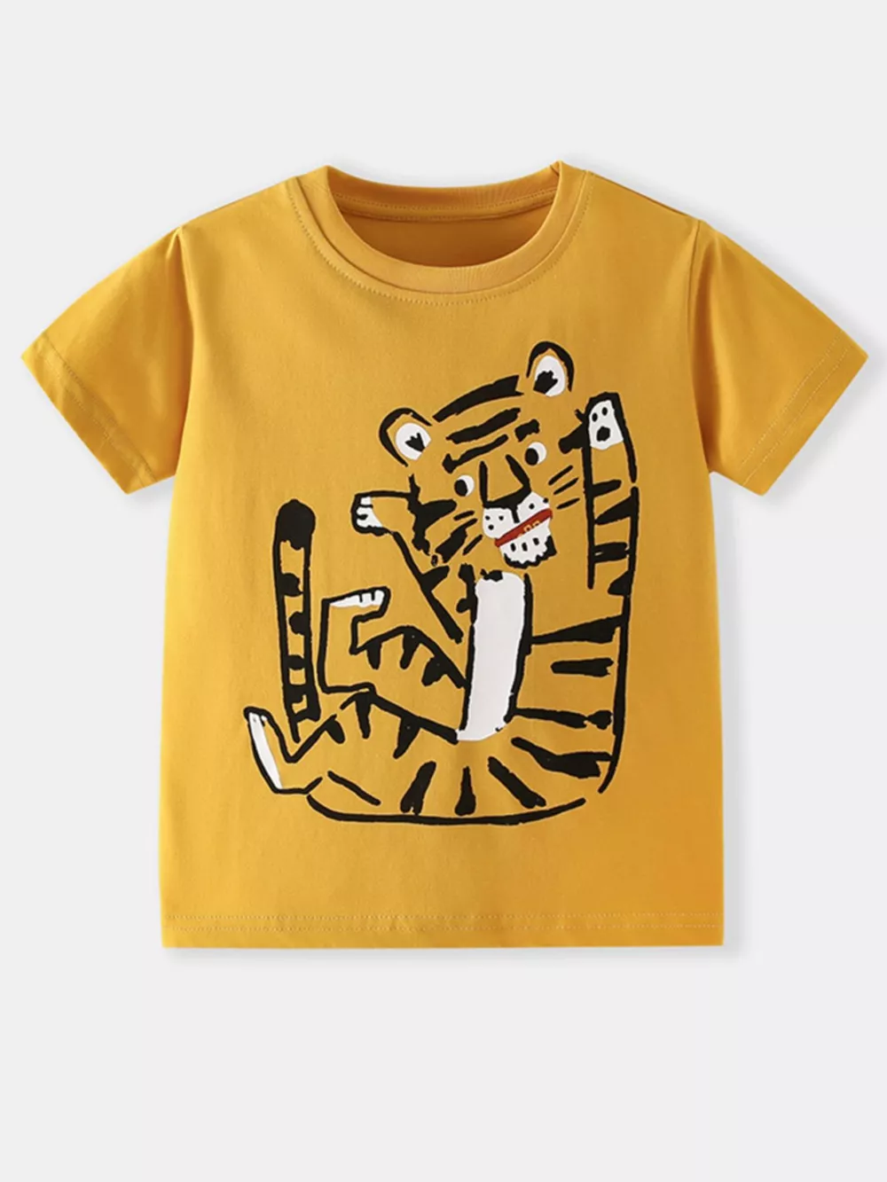 Children's Tiger Graphic Round Neck T-Shirt, image 2