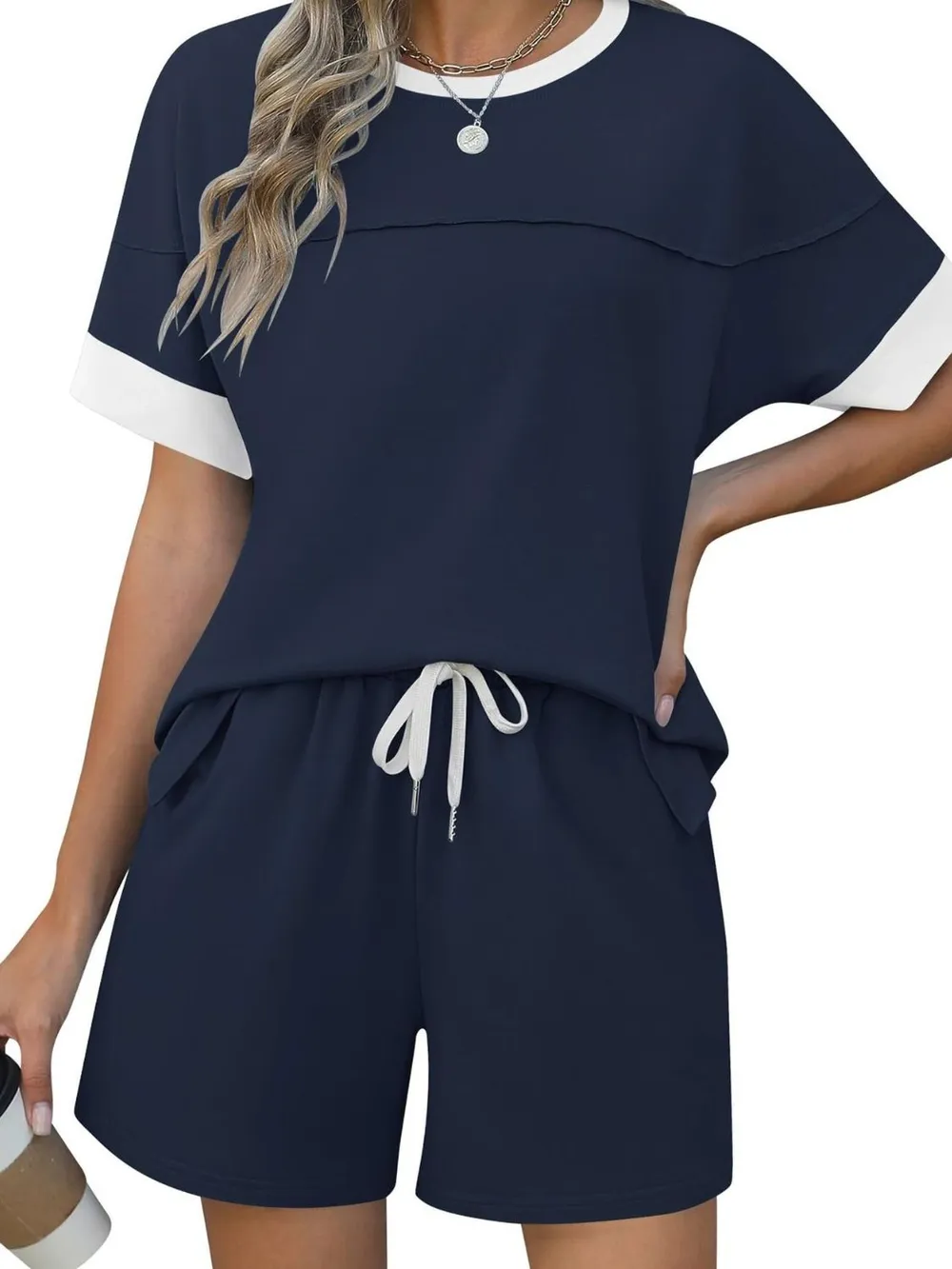 Round Neck Short Sleeve Top and Shorts Set, image 5
