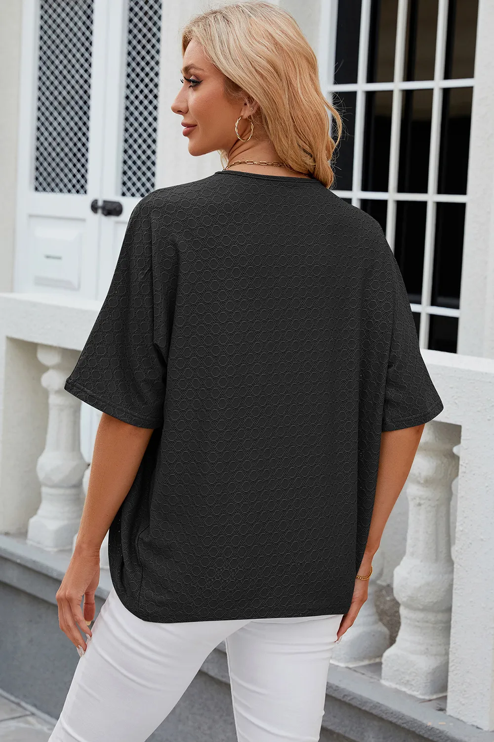 Eyelet Open Front Half Sleeve Cardigan, image 10