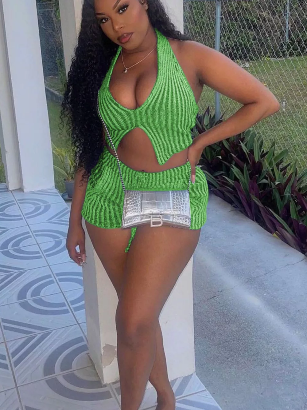 Halter Neck Top and Shorts Sweater Set, image 11