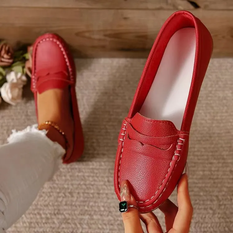 PU Leather Round Toe Flat Slip-Ons, image 3