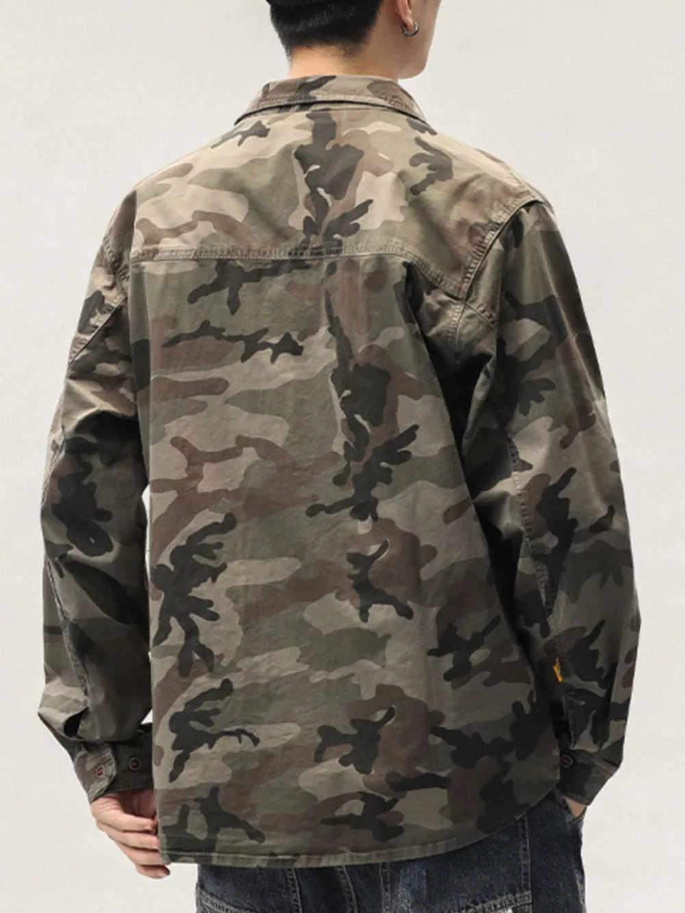 Men's Plus Size Casual Camouflage Cargo Shirt, image 6