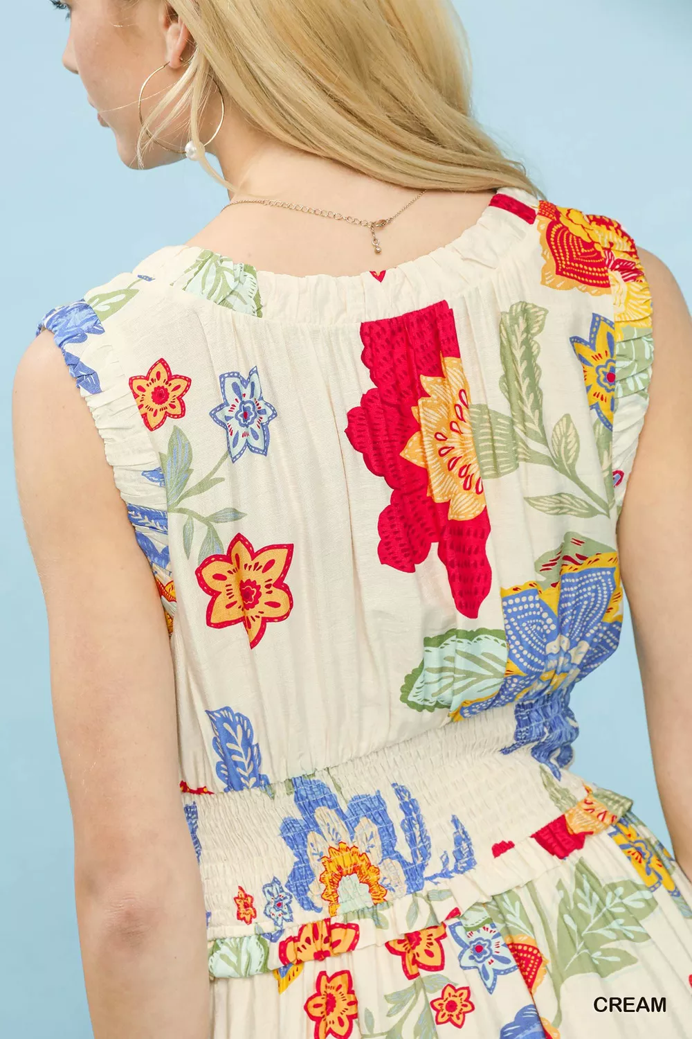 Floral Smocked Midi Dress, image 5